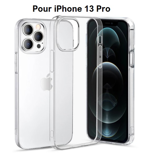 Vente coque iPhone 13 Pro Max, transparente TPU souple silicone